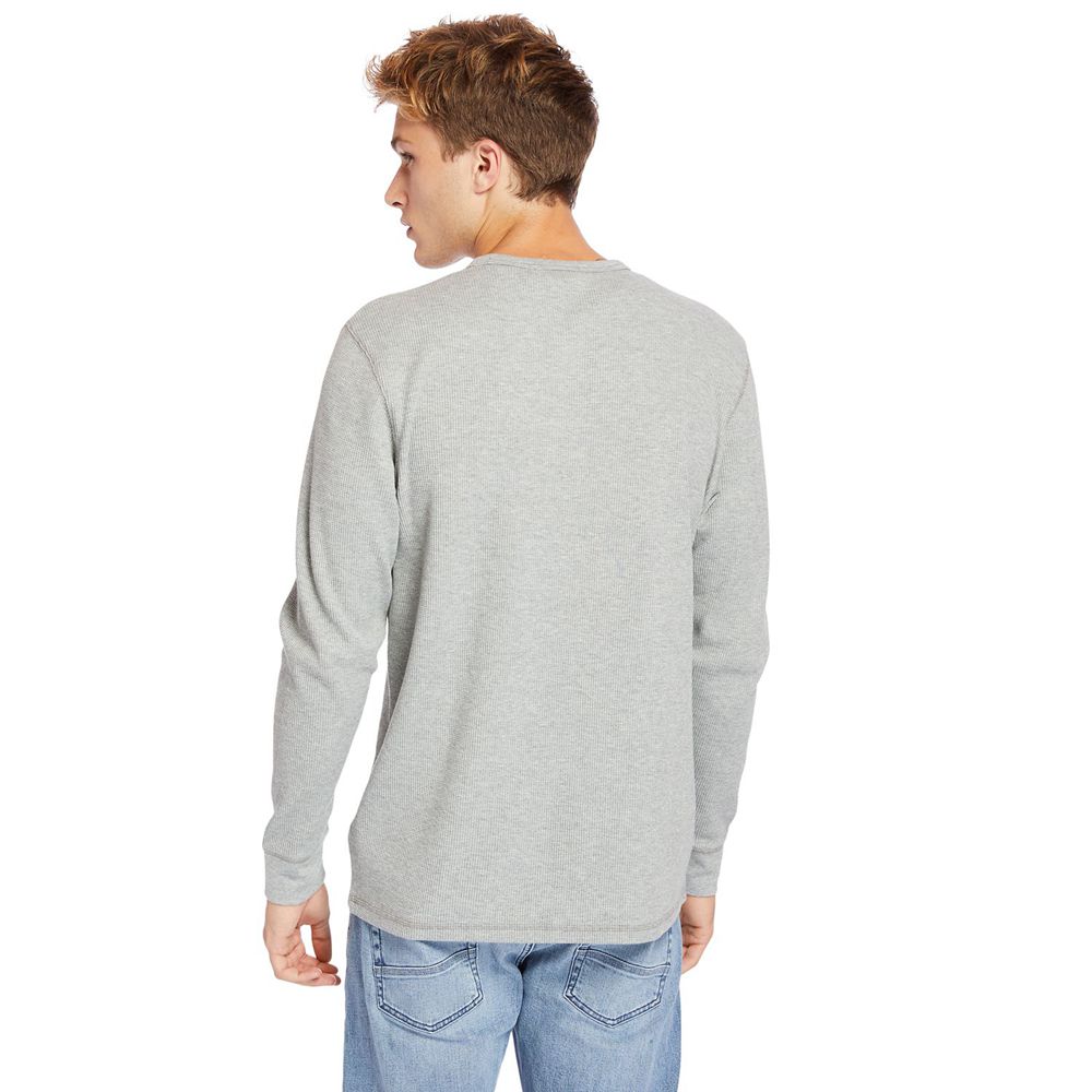 Timberland Mens Shirts Wharf River Waffle-Knit Crewneck - Grey - India UY8473621